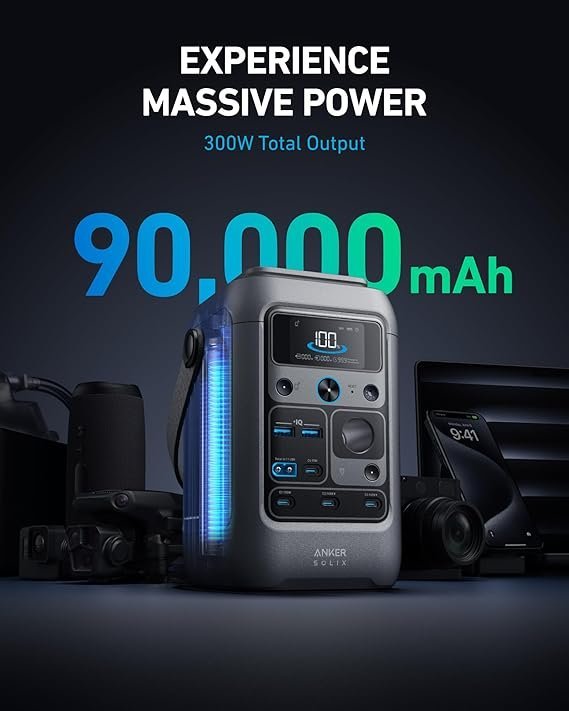Anker SOLIX C300 DC Power Bank Station, Outdoor 288Wh Portable Power Station, LiFePO4 Battery, 300W Solar Generator, for Camping, Traveling, and Emergencies (No Wall Charger Included) - Image 5