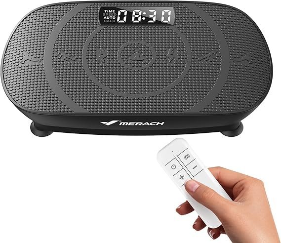 MERACH Vibration Plate Exercise Machine, Curved Vibration Plate for Lymphatic Drainage Weight Loss, Vibrating Plate with Real-Time Calorie Tracking on LED Display, Workout Equipment for Home Women Men