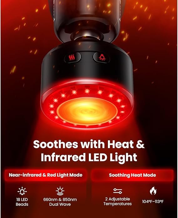 BOB AND BRAD Q2 Ultra Mini Massage Gun with Red Light Infrared Heating Head, Pocket-Sized Deep Tissue Massager for Muscle Therapy, HSA Portable Percussion Massage Gun for Pain Relief FSA Eligible - Image 3
