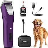 Professional Dog Clippers for Grooming - 2 Speed for Thick Curly Matted Coats, Low Noise Cordless Pet Hair Trimmer with Detachable A5 Blade & Metal Guide Combs Kit for Horse Animal Breeds