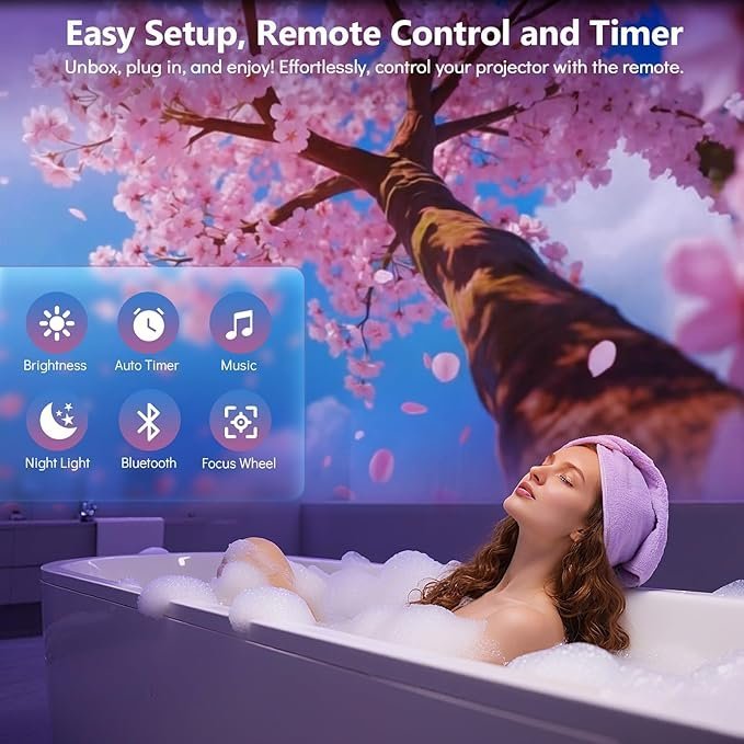 Rossetta 3D Projector, 60 Themes HD 3D Galaxy Projector with Bluetooth Speaker & Remote, 1H/2H Timer, Night Light for Bedroom, Home Decor, Party, Birthday & Christmas Gifts for Adults, Girls, Boys - Image 4