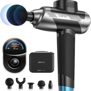 RENPHO Ascend Professional Massage Gun, Mothers Day Gifts, FSA Eligible HSA, Adjustable 6-12mm Amplitude for Customized Intensity, Deep Tissue Percussion Massager with 5 Speeds, 5 Attachments