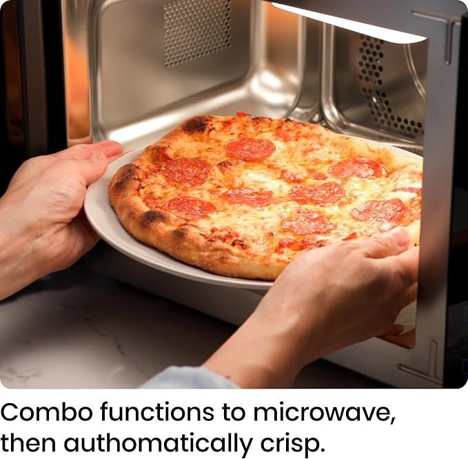 Chefman MicroCrisp Countertop Microwave Oven and Convection Oven, with Integrated Crisper, Guided Touchscreen Interface, 10 Power Levels, Mute Function, and Eco Mode, 1800W and 0.8 Cu. Ft. - Black - Image 4