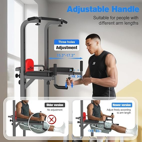 RELIFE REBUILD YOUR LIFE Power Tower Pull Up Bar Station Workout Dip Station for Home Gym Strength Training Fitness Equipment - Image 5