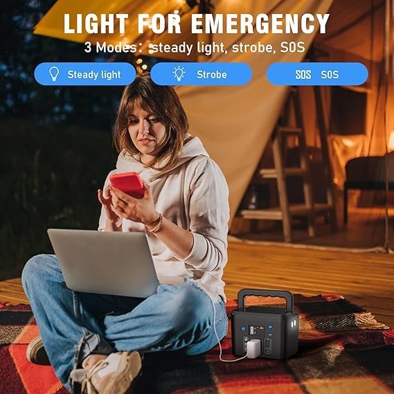 200W Portable Power Station, Powkey 120Wh/33,000mAh Power Bank with AC Outlet, 110V 6 Outputs Solar Generator External Battery Pack with LED Light for Home Use and Outdoor Camping - Image 2