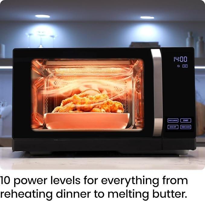 Chefman MicroCrisp Countertop Microwave Oven and Convection Oven, with Integrated Crisper, Guided Touchscreen Interface, 10 Power Levels, Mute Function, and Eco Mode, 1800W and 0.8 Cu. Ft. - Black - Image 3