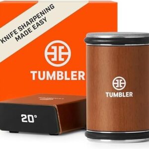 The Original Tumbler Rolling Knife Sharpener™ - Knife Sharpening Made Easy - Rolling Knife Sharpener Tool for Kitchen Knives - Knife Sharpener Kit Offers 15 & 20 Degree Sharpening (Wood)
