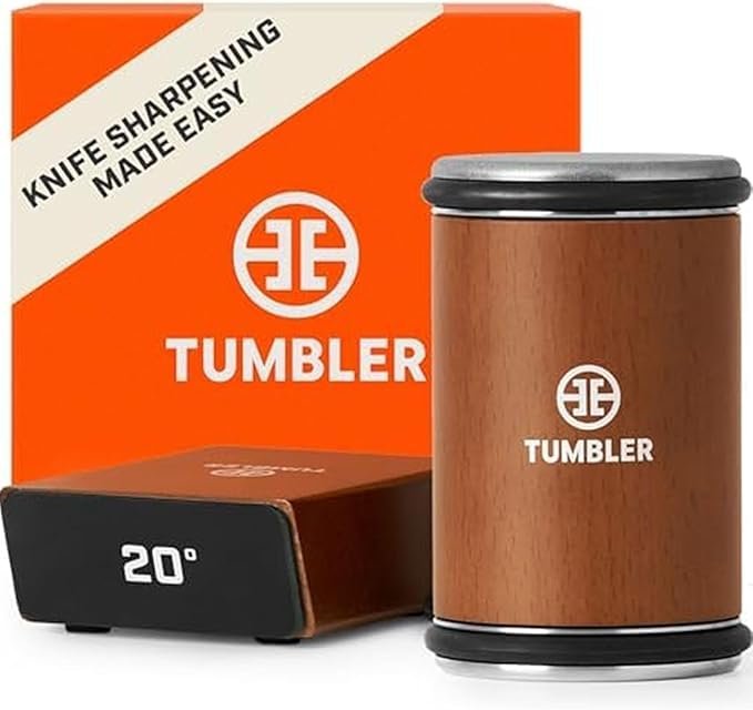 The Original Tumbler Rolling Knife Sharpenerâ„¢ - Knife Sharpening Made Easy - Rolling Knife Sharpener Tool for Kitchen Knives - Knife Sharpener Kit Offers 15 & 20 Degree Sharpening (Wood)