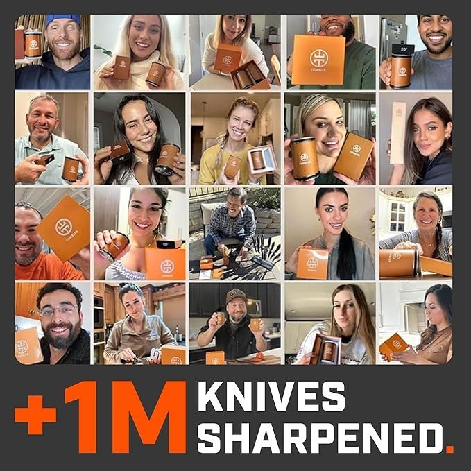 The Original Tumbler Rolling Knife Sharpenerâ„¢ - Knife Sharpening Made Easy - Rolling Knife Sharpener Tool for Kitchen Knives - Knife Sharpener Kit Offers 15 & 20 Degree Sharpening (Wood) - Image 5