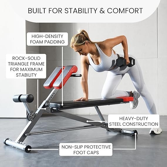 FF Finer Form Multi-Functional Weight Bench for Full All-in-One Body Workout – Adjustable Workout Bench Press for Home Gym, Fitness equipment for Back HyperExtension, Roman Chair Exercise, Sit up - Image 2
