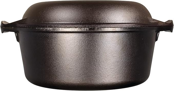 Lodge Cast Iron Double Dutch Oven - Pre-Seasoned 2-in-1 Cast Iron Cookware - Pot & Skillet Combo - Even Heat Retention - Oven-Safe, Versatile Pot - 5 Quart - Image 4