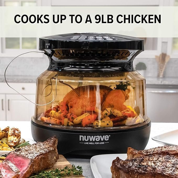 Nuwave Air Fryer Infrared Convection Oven, Cook Fresh or Frozen, No Defrosting or Preheating, 360 Surround Heat, Cooking from 50 to 400 Degrees, 100 Presets, 50 Memory, 360 Food Easy-View, PFAS Free - Image 4