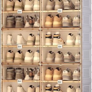 ANTBOX Portable Shoe Rack Organizer for Closet Entryway, Stackable Sneaker Storage Shoe Cabinet with Magnetic Clear Door, Large Plastic Storage containers Bins with Lids 10 Tiers 40 Pairs