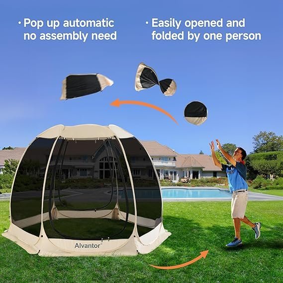 Alvantor Pop Up Screen House Gazebo with Mosquito Netting, Instant UV Resistant Sun Shelter for Patio & Backyard, Portable Canopy Tent for 2-10 Person - Image 4