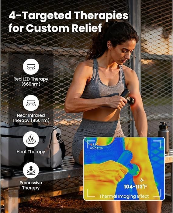 BOB AND BRAD Q2 Ultra Mini Massage Gun with Red Light Infrared Heating Head, Pocket-Sized Deep Tissue Massager for Muscle Therapy, HSA Portable Percussion Massage Gun for Pain Relief FSA Eligible - Image 2