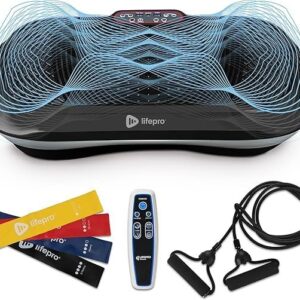 Lifepro Waver Vibration Plate Exercise Machine for Lymphatic Drainage, Muscle Activation, Full-Body Workout Vibrating Platform with Loop Bands, Fitness Equipment for Strength Toning & Fat Loss