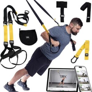 TRX All-In-One Home Gym System – Complete Suspension Training Kit for Strength Training, HIIT & Full-Body Workouts at Home or Outdoors, Includes Indoor & Outdoor Anchors