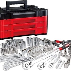 CRAFTSMAN 230 Pcs Mechanics Tool Set, Socket Wrench Set, Car Tool Kit with VERSASTACK Toolbox, SAE and Metric,1/4 in, 3/8 in, and 1/2 Drive, Short and Long Arm Hex Keys (CMMT45306)