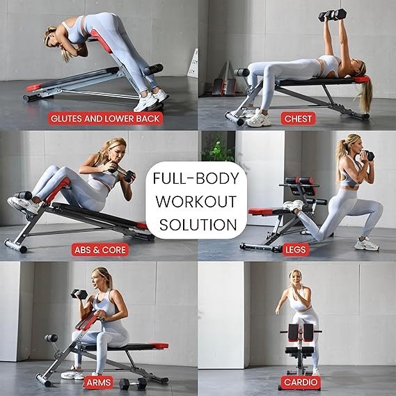 FF Finer Form Multi-Functional Weight Bench for Full All-in-One Body Workout – Adjustable Workout Bench Press for Home Gym, Fitness equipment for Back HyperExtension, Roman Chair Exercise, Sit up - Image 5