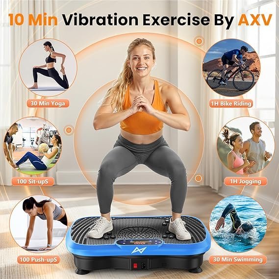AXV Vibration Plate Fitness Platform Exercise Machine Vibrating Shaking Full Body Shaker Workout Vibrate Stand Shake Board Sport Gym for Weight Loss Fat Burner for Women Men - Image 4