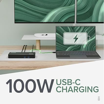 Plugable USB C Triple Display Docking Station | 100W PD, 3x HDMI (1x 4K 30Hz, 2x 1080p 60Hz), 6x USB 5Gbps Ports | Windows, macOS, ChromeOS Compatible - Enhance Productivity with Multi-Monitor Support - Image 2
