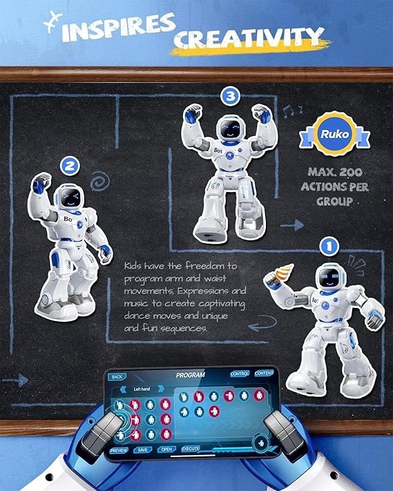 Ruko 1088 Smart Robots for Kids, Large Programmable Interactive RC Robot with Voice Control, APP Control, Present for 4 5 6 7 8 9 Years Old Kids Boys and Girls - Image 3