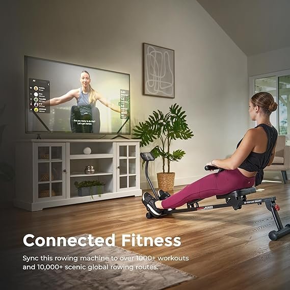 Sunny Health & Fitness Compact Adjustable Rowing Machine with 12 Levels of Resistance for Complete Body Workouts and Optional Free SunnyFit App Enhanced Connectivity - Image 5