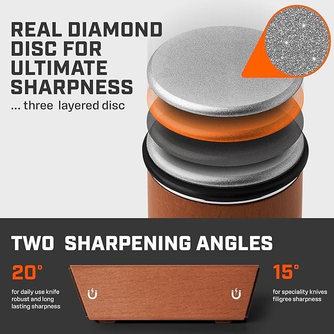 The Original Tumbler Rolling Knife Sharpenerâ„¢ - Knife Sharpening Made Easy - Rolling Knife Sharpener Tool for Kitchen Knives - Knife Sharpener Kit Offers 15 & 20 Degree Sharpening (Wood) - Image 3