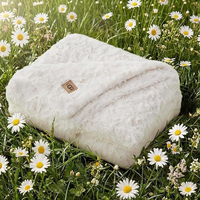 UGG Adalee Faux Fur Throw Blanket for Couch, Cozy Soft Blanket for Bed or Chair, Giftable Fluffy Throw, Machine Washable, Luxury Spring Home Decor, 50-inch x 70-inch, Natural White - Image 4