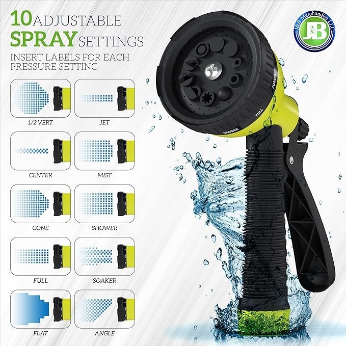 J&B XpandaHose 150ft Expandable Garden Hose – Ultra-Strong 3750D, 4-Layer Latex Core, Brass 3/4" Connectors, 10-Pattern Nozzle & Storage Bag – Lightweight, Kink-Reducing, Leak-Resistant - Image 2