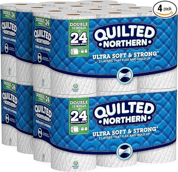 Quilted Northern Ultra Soft & Strong Toilet Paper, 48 Double Rolls, 48 = 96 Regular Rolls,12 Count (Pack of 4)
