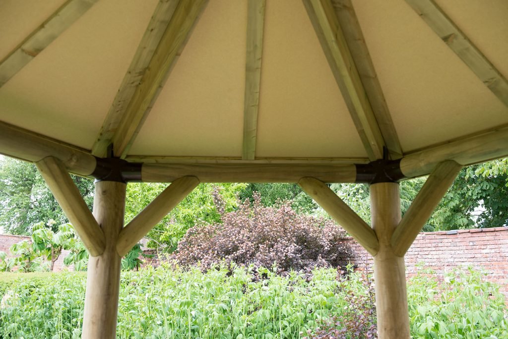 3.6m Premium Hexagonal Wooden Garden Gazebo with Cedar Roof – Furnished (Green) - Image 2