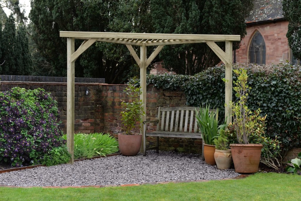 Slatted Corner Garden Pergola