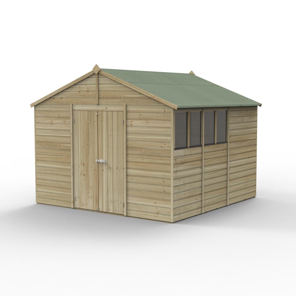 10 x 10 Beckwood Apex Shed with 4 Windows & Double Doors - Image 3