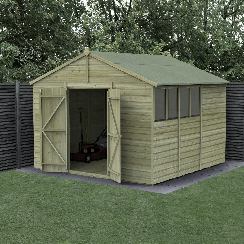10 x 10 Beckwood Apex Shed with 4 Windows & Double Doors