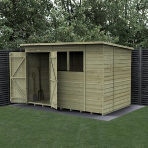 10 x 6 Beckwood Pent Shed with 2 Windows & Double Doors