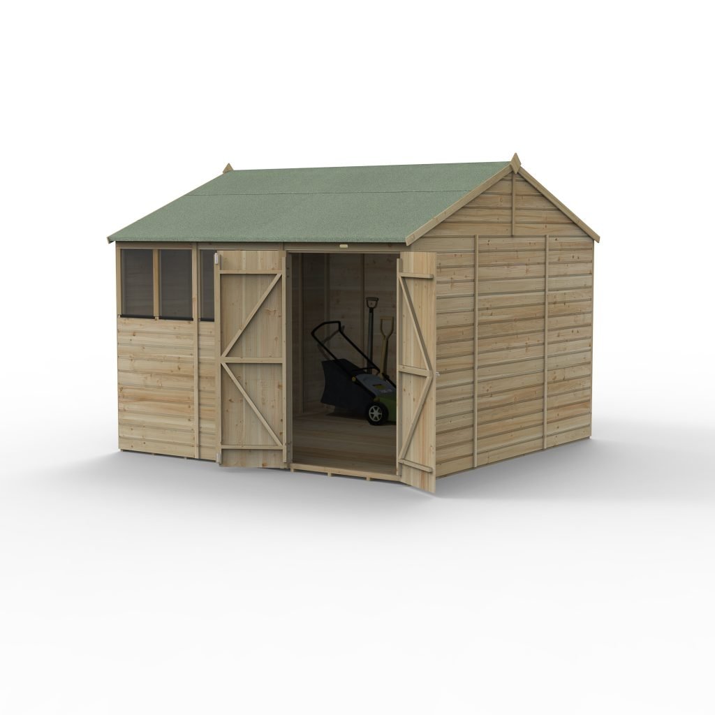 10 x 10 Beckwood Reverse Apex Shed with 4 Windows & Double Doors - Image 2