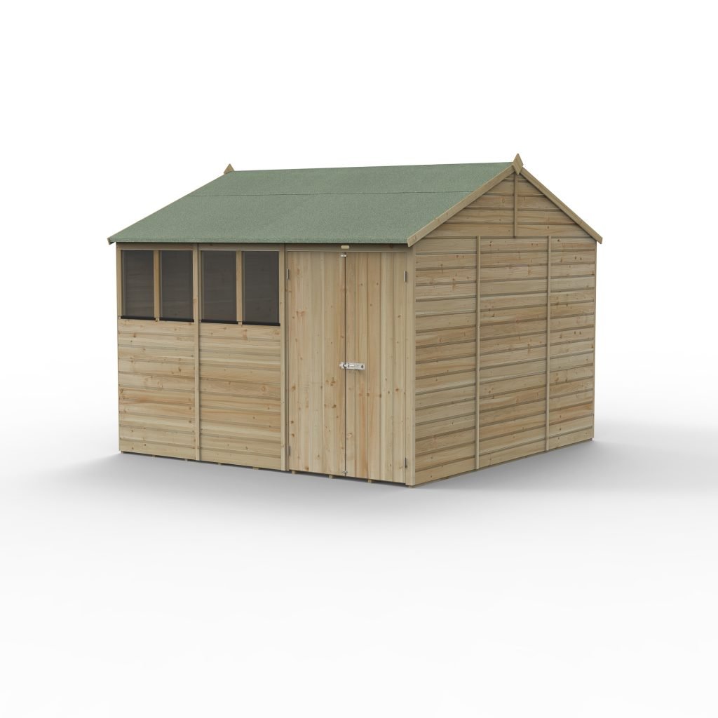 10 x 10 Beckwood Reverse Apex Shed with 4 Windows & Double Doors - Image 3