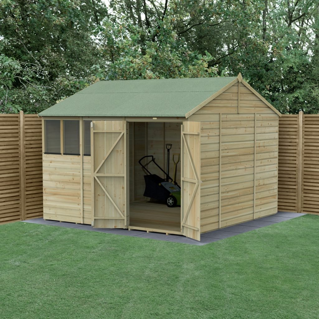 10 x 10 Beckwood Reverse Apex Shed with 4 Windows & Double Doors