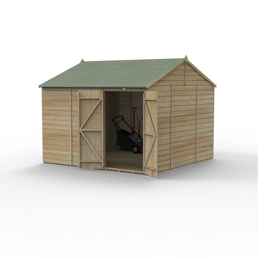 10 x 10 Beckwood Reverse Apex Shed with Double Doors (Windowless) - Image 2