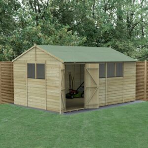 15 x 10 Beckwood Reverse Apex Shed with 6 Windows & Double Doors