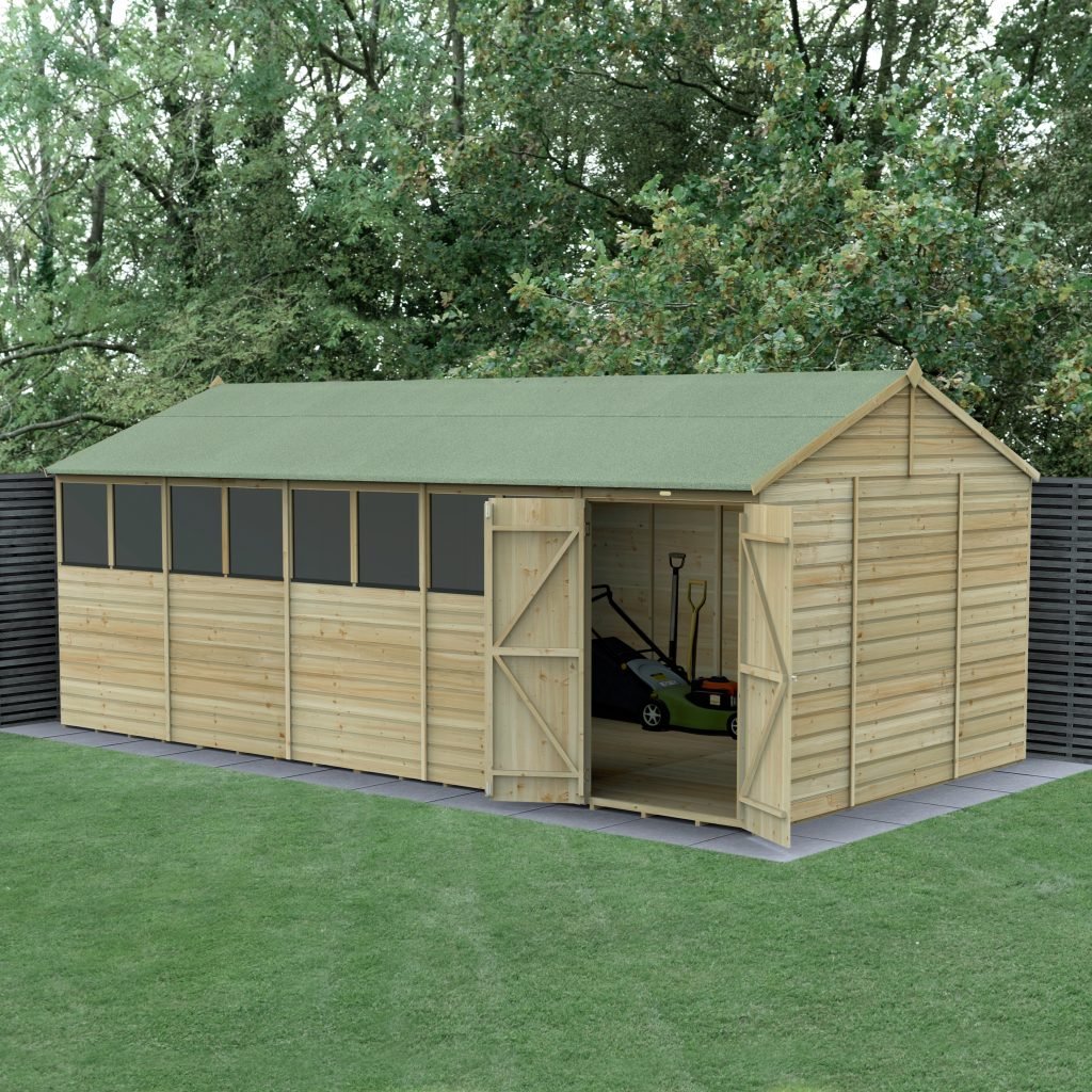 20 x 10 Beckwood Reverse Apex Shed with 8 Windows & Double Doors