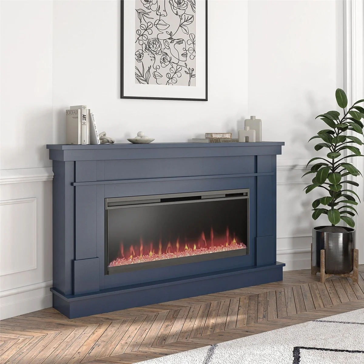 Novogratz Waverly Wide Mantel Electric Fireplaces.