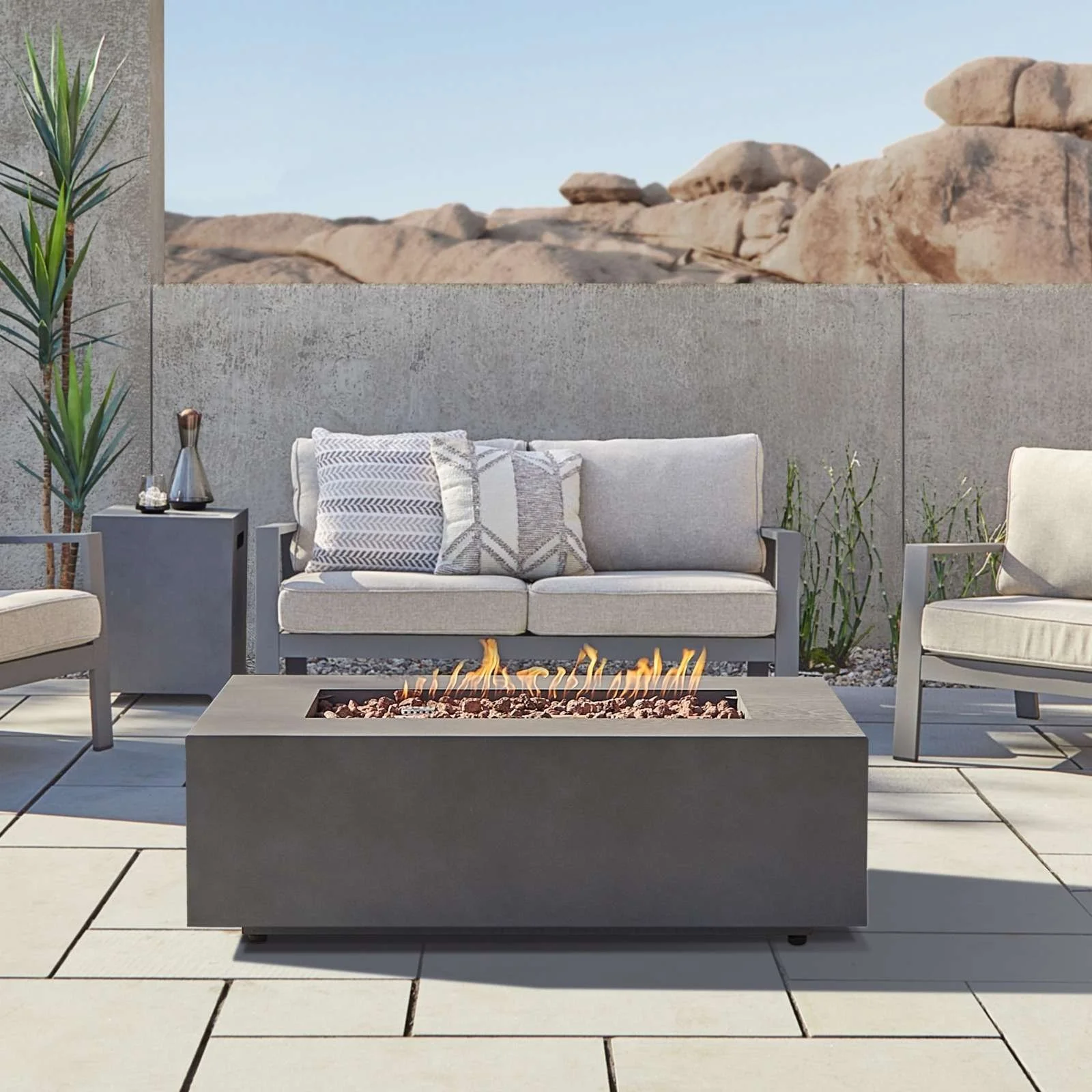 Real Flame Aegean 50″ Rectangle Propanes Gas Outdoor Fire Tables - Image 5