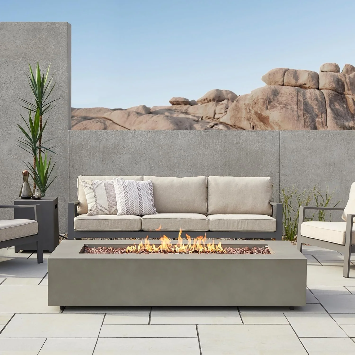 Real Flame Aegean 70″ Rectangles Propane Fire Tables - Image 4