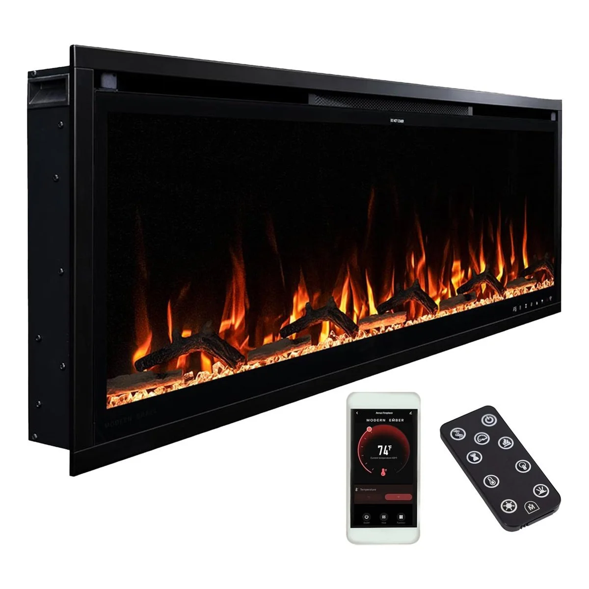 Modern Ember Aerus 50-in Smart Linears Electric Fireplaces - Image 4
