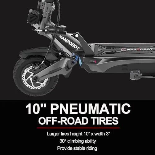 NANROBOT Electric Scooter Adults 50mph Dual Motor Electric Scooter with Suspension 80Miles Range Fast Sports Escooters Folding 10″ Off Road Tires 330LBS Max Loads Complies with UL2272 Certification - Image 2