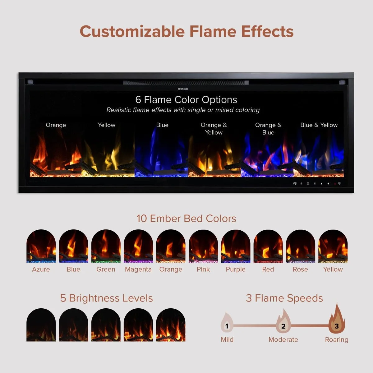 Modern Ember Aerus 50-in Smart Linears Electric Fireplaces - Image 2