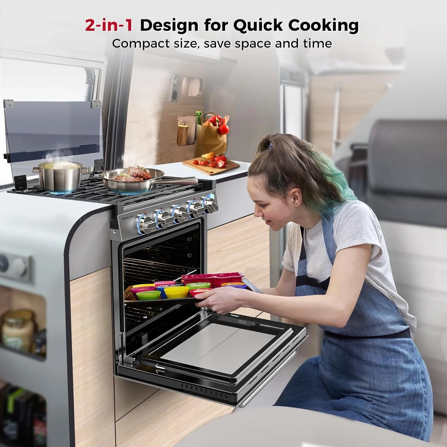 Camplux 21 Inches RV Stove Gas Range Oven 3 Burners Cooktops - Image 3