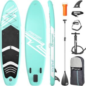 FBSPORT 11' Premium Stand Up Paddle Board – Wide Non-Slip Yoga SUP with Paddle, Pump & Carry Bag